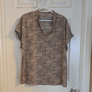 SHEIN Tan and Black Textured Blouse